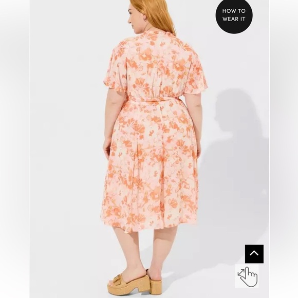 Torrid Midi Chiffon Ruffle Neck Pintuck Dress- size 2 - Picture 4 of 14